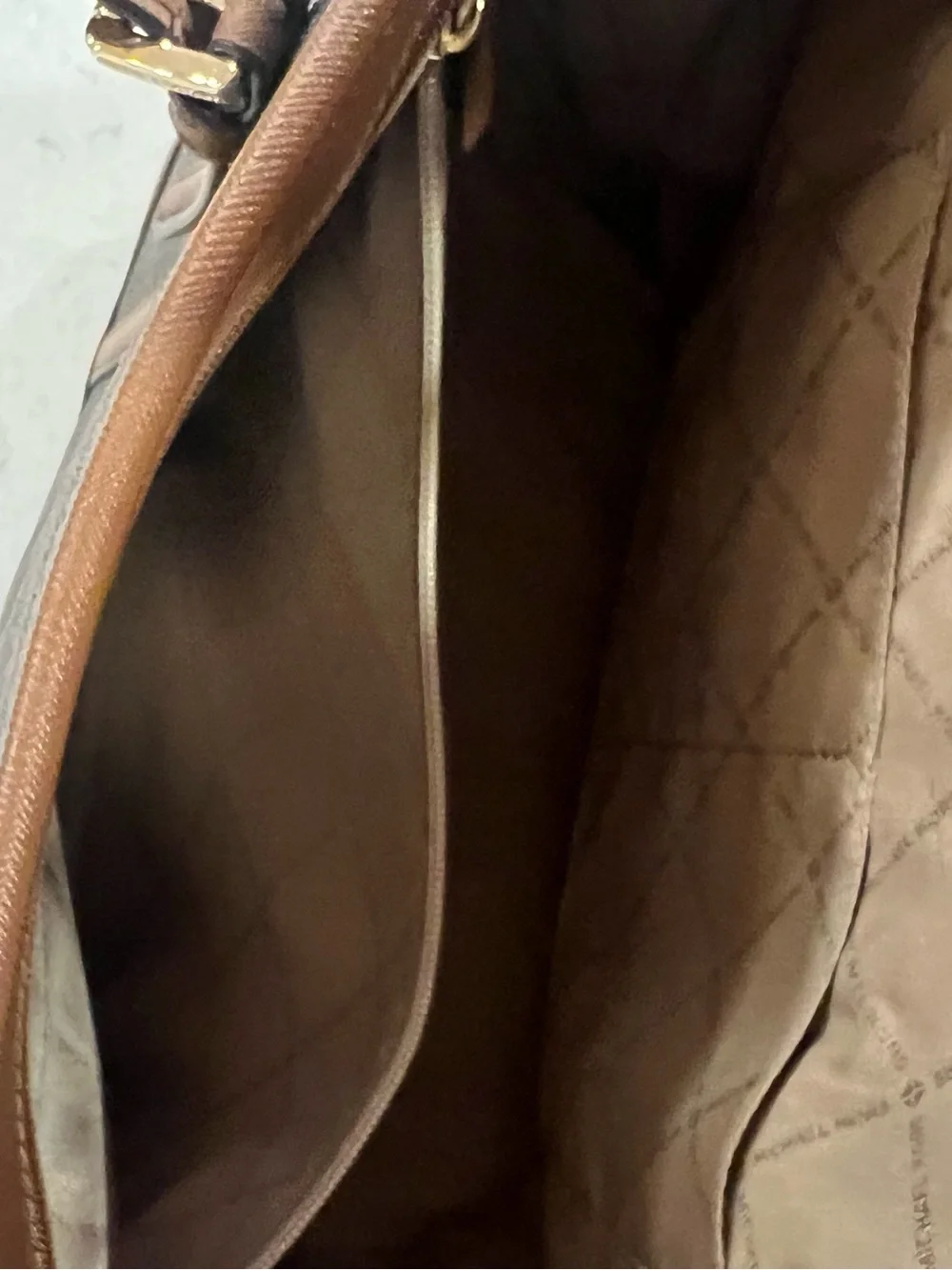 Michael Kors Brown MK Logo Tote with Gold Charm